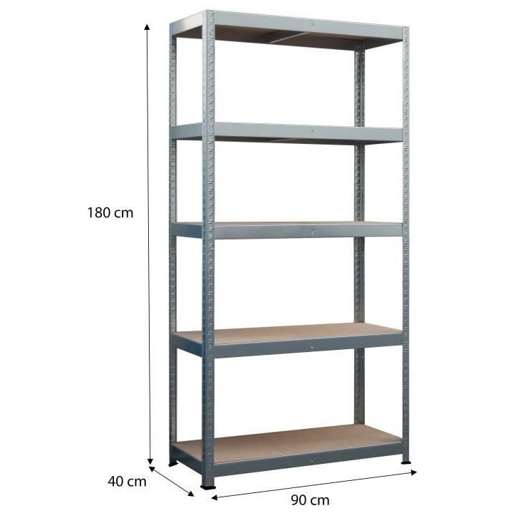 Etagere charges lourdes 5 plateaux - L90 x P40 x H180 cm - 175 kg / pl