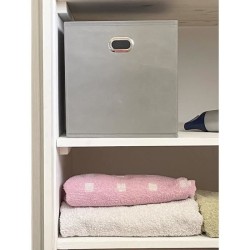 MODULOSTORAGE Boîte de rangement/tiroir pour meuble en tissu - Poignée métal - 27x27x28 cm - Gris