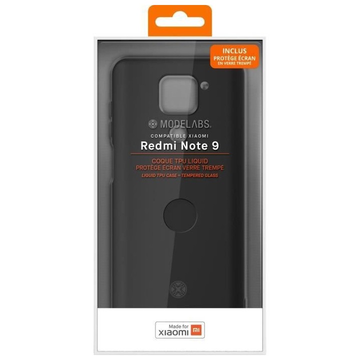 MADE FOR XIAOMI Pack Coque noire + Verre trempé pour Xiaomi Note 9