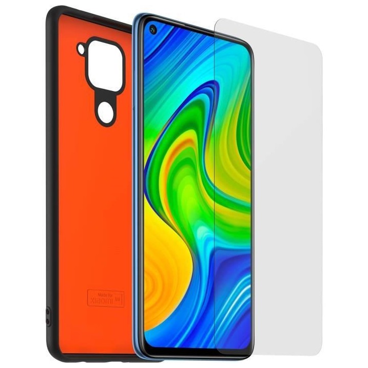 MADE FOR XIAOMI Pack Coque noire + Verre trempé pour Xiaomi Note 9