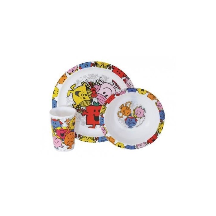 Fun House monsieur madame ensemble repas comprenant 1 assiette, 1 verr