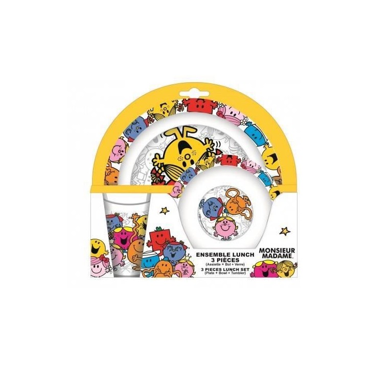 Fun House monsieur madame ensemble repas comprenant 1 assiette, 1 verr