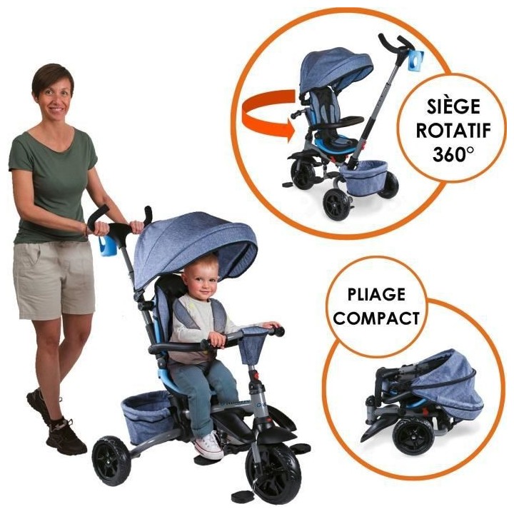 MONDO Tricycle évolutif convertible et pliable avec siege rotatif - O