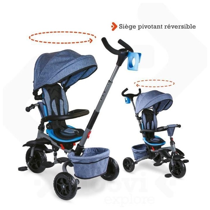 MONDO Tricycle évolutif convertible et pliable avec siege rotatif - O