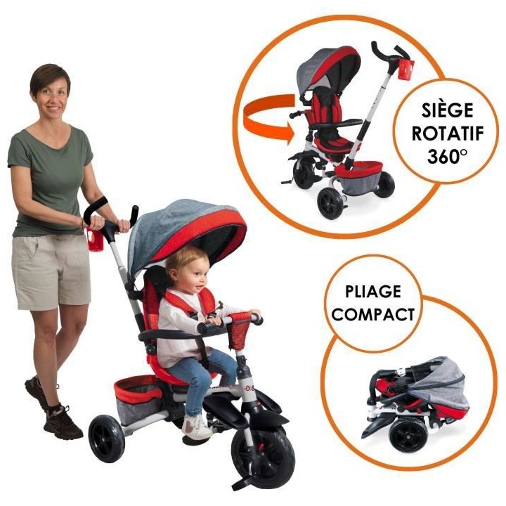 MONDO Tricycle évolutif convertible et pliable avec siege rotatif - O