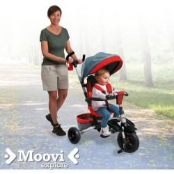 MONDO Tricycle évolutif convertible et pliable avec siege rotatif - On & Go Moovi Explore - Rouge - 12 mois et plus