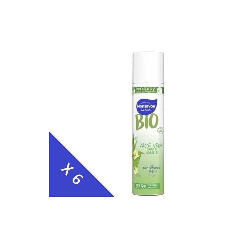 [Lot de 6] MONSAVON Déodorant Bio spray Aloe vera pointe de vanille - 150 ml