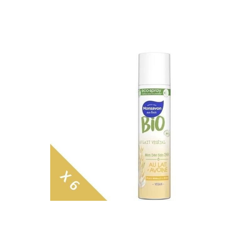 [Lot de 6] MONSAVON Déodorant Bio spray Lait d'Avoine - 150 ml