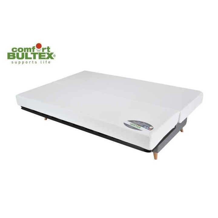 COMFORT BULTEX Clic clac 3 places - Tissu gris - Made in France - L 19