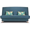 Banquette clic clac BULTEX - Tissu bleu + Coussins déco jungle - L193 x P95 x H