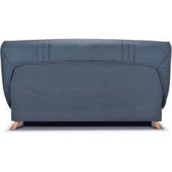 Banquette clic clac BULTEX - Tissu bleu + Coussins déco jungle - L193 x P95 x H