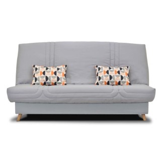 BULTEX Banquette clic clac - Tissu Gris + Coussins déco rétro - L193