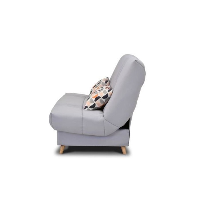 BULTEX Banquette clic clac - Tissu Gris + Coussins déco rétro - L193