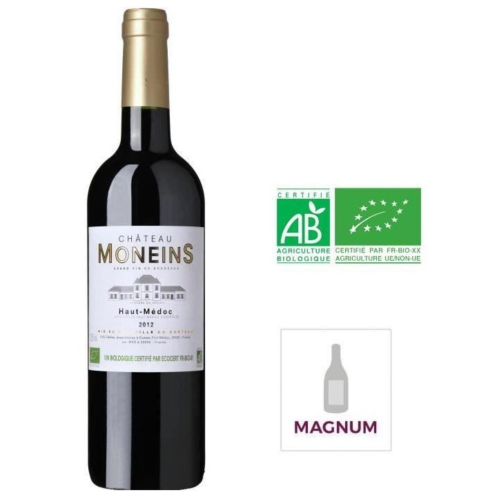 Magnum Château Moneins 2013 Haut Médoc -Vin rouge de Bordeaux - Bio