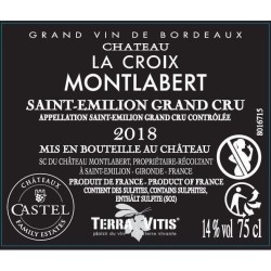 Château La Croix Montlabert 2018 Saint-Emilion Grand Cru - Vin rouge de Bordeaux