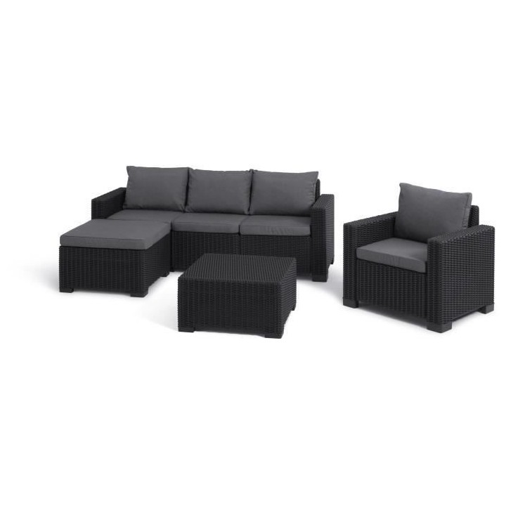 Salon de jardin - en résine imitation rotin tressé - Allibert by KET