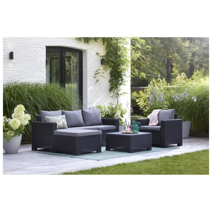 Salon de jardin - en résine imitation rotin tressé - Allibert by KET