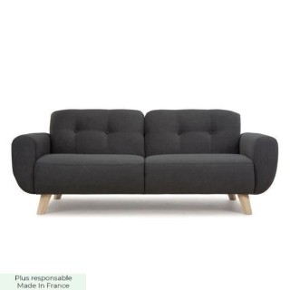 HEXAGONE - MORA Canapé Fixe 3 places - Tissu Gris - L 194 x P 93 x H