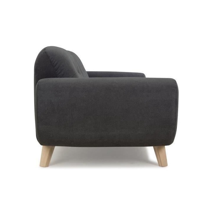 HEXAGONE - MORA Canapé Fixe 3 places - Tissu Gris - L 194 x P 93 x H