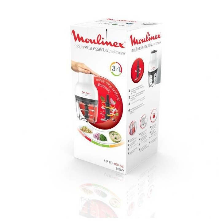 MOULINEX DJ520110 Moulinette Essential, Hachoir 300 W, Bol 400 ml, 4 l