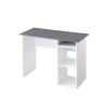 Bureau droit 2 niches - Panneaux de particules - Décor gris et blanc - L 101 x P 50 x H 75 cm - COMPO