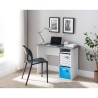 Bureau droit 2 niches - Panneaux de particules - Décor gris et blanc - L 101 x P 50 x H 75 cm - COMPO