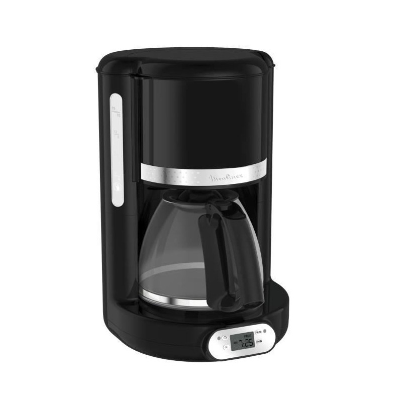 MOULINEX FG380B10 Soleil Cafetiere filtre programmable 10/15 tasses, Verseuse verre 1.25 L, Puissance 1000 W, Machine a café, N