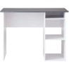 Bureau droit 2 niches - Panneaux de particules - Décor gris et blanc - L 101 x P 50 x H 75 cm - COMPO