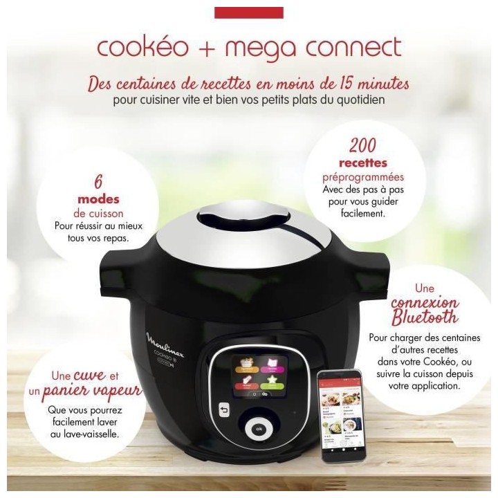 MOULINEX CE859800 Cookeo+ Connect Multicuiseur 6 L, Cuisson sous press