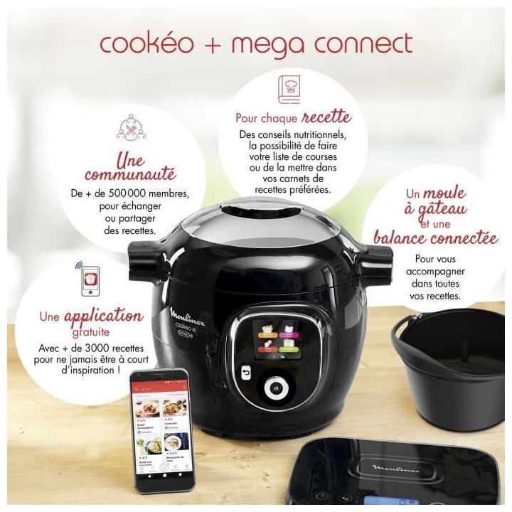 MOULINEX CE859800 Cookeo+ Connect Multicuiseur 6 L, Cuisson sous press