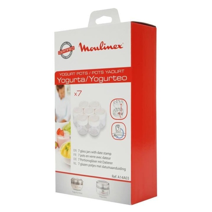 MOULINEX 7 Pots Verre + Couvercle Blanc - Yaourtieres Yogurta / Yogurt