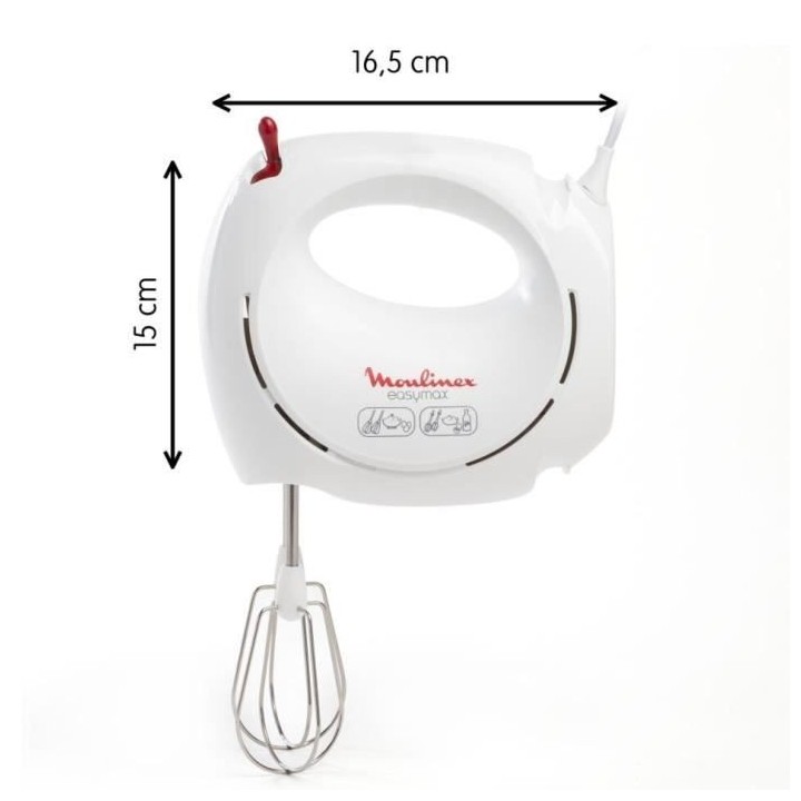 MOULINEX HM2501B1 Easy Max Batteur a main électrique, 2 jeux de fouet