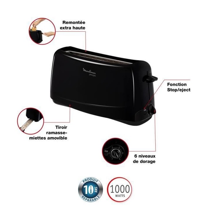 MOULINEX TL110800 Grille-pain Principio - Noir