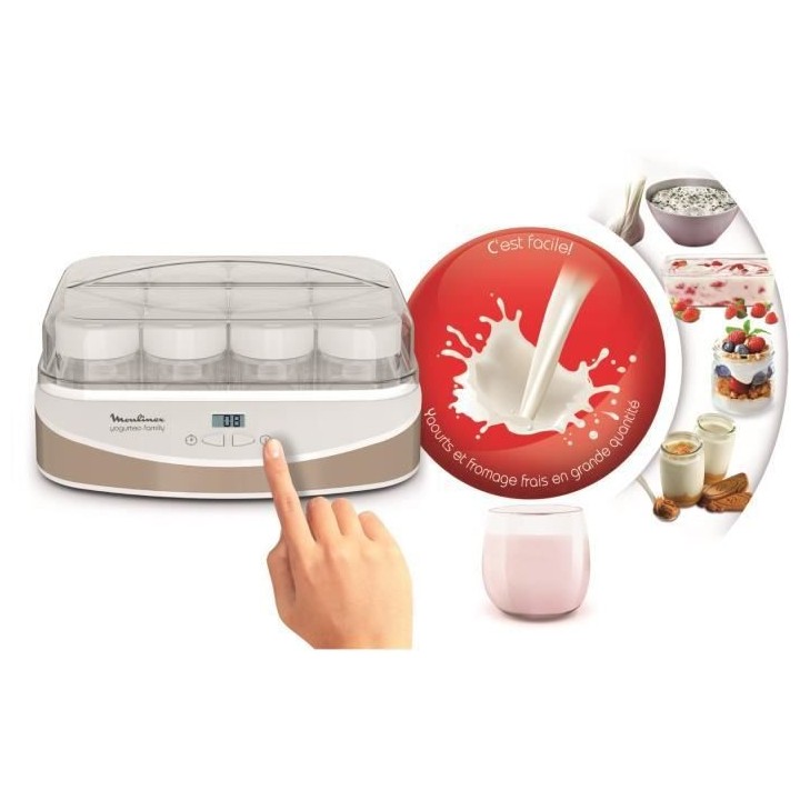 MOULINEX YG233A10 Yogurteo Family Yaourtiere 12 pots verre 160 ml + ba