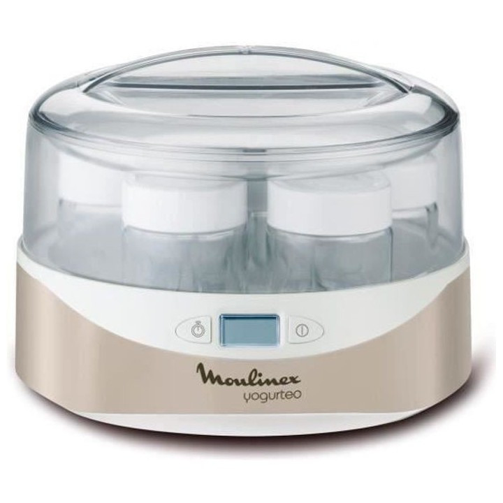 MOULINEX YG231E32 Yaourtiere Yogurteo - 7 pots en verre - Argent et bl