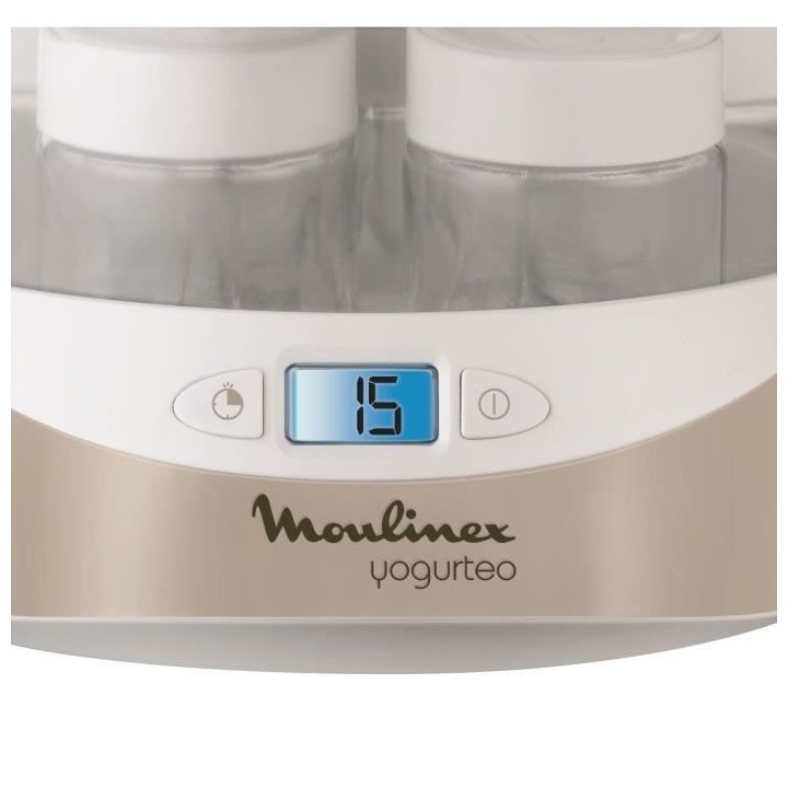 MOULINEX YG231E32 Yaourtiere Yogurteo - 7 pots en verre - Argent et bl
