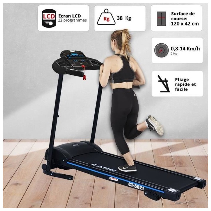 CARE Tapis de course - 12 programmes d'entraînements - Vitesse maxima