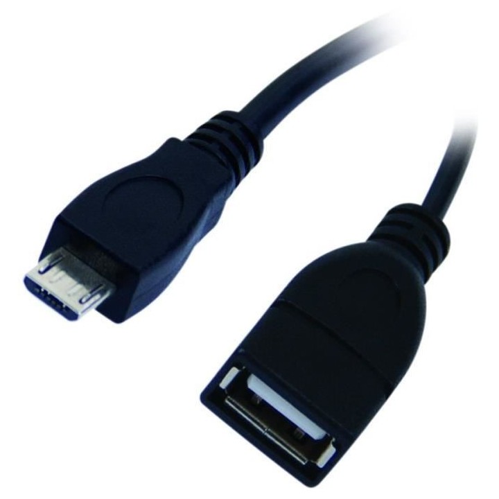 APM Adaptateur OTG USB 2.0 Micro USB/USB-A - Mâle/Femelle - Noir
