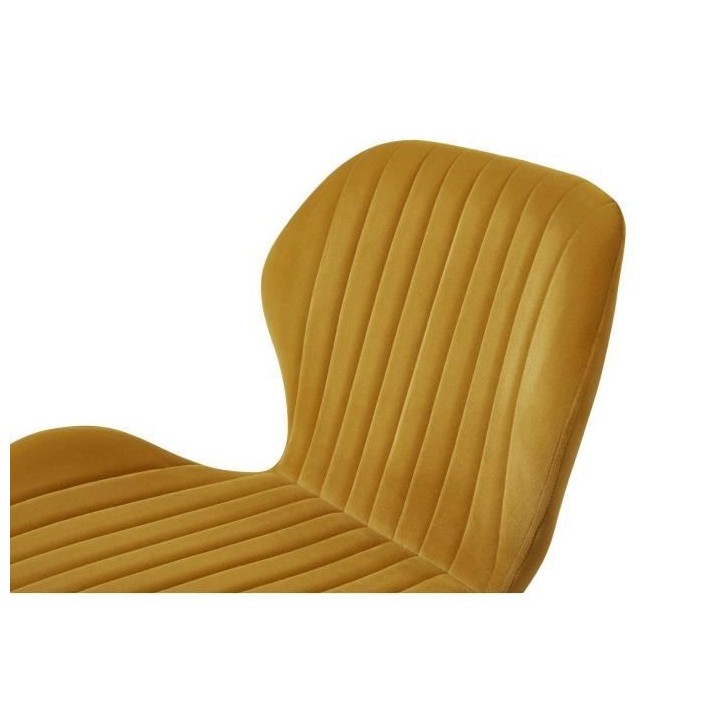 PORTO Lot de 2 Chaises pieds métal - Velours Moutarde - L 50 x P 53 x