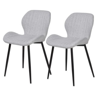 PORTO Lot de 2 chaises - Tissu gris - Pieds métal - L 51 x P 49 x H 4