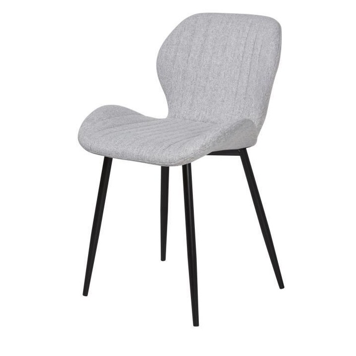 PORTO Lot de 2 chaises - Tissu gris - Pieds métal - L 51 x P 49 x H 4