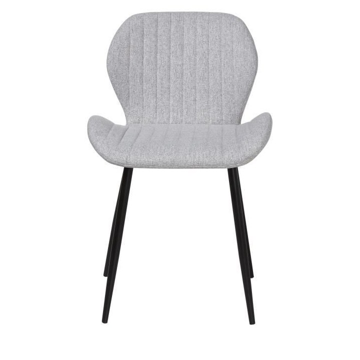 PORTO Lot de 2 chaises - Tissu gris - Pieds métal - L 51 x P 49 x H 4