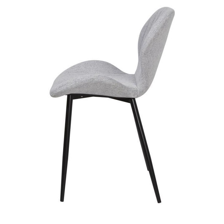 PORTO Lot de 2 chaises - Tissu gris - Pieds métal - L 51 x P 49 x H 4