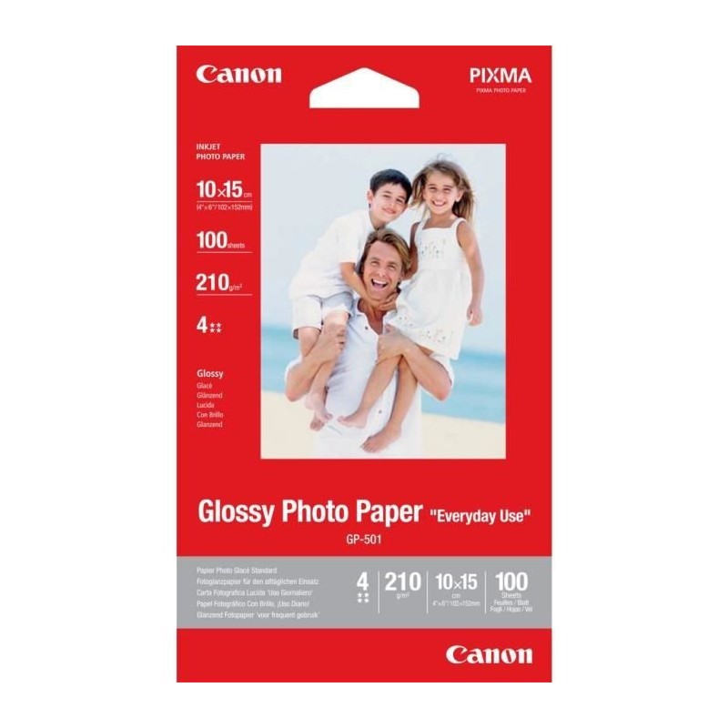 CANON Papier Photo 10x15cm GP-501 Glacé 210gr 100 Feuilles