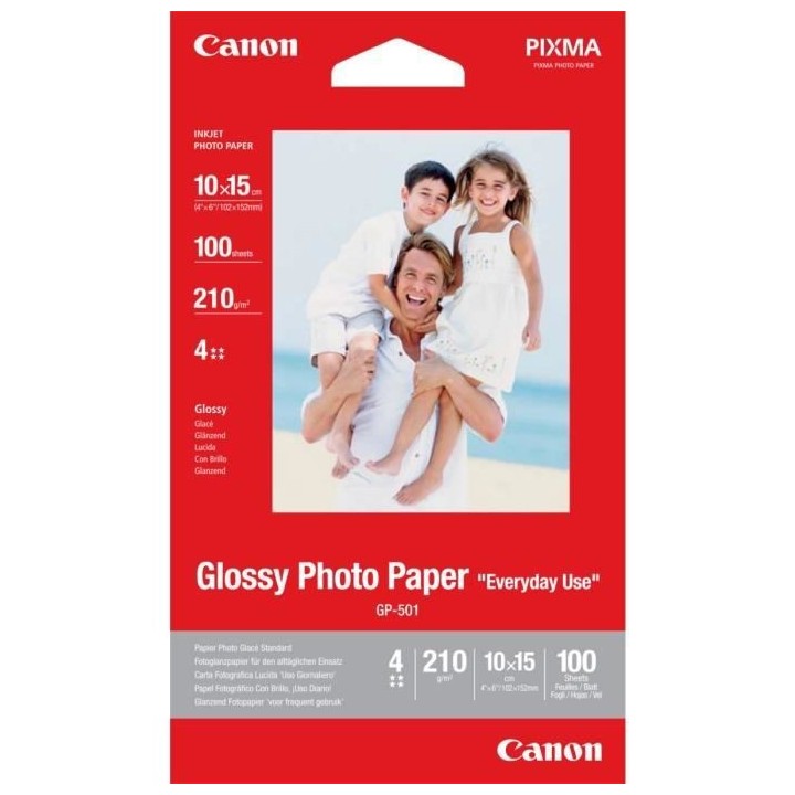 CANON Papier Photo 10x15cm GP-501 Glacé 210gr 100 Feuilles