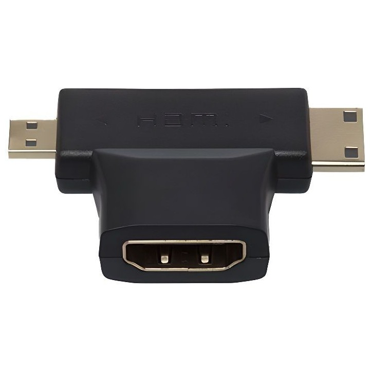 APM Adaptateur HDMI Vers Mini HDMI+Micro HDMI Femelle/Mâles - Noir