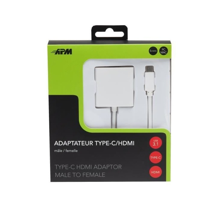 APM Adaptateur USB 3.1 Type-C/HDMI - Mâle/Femelle - Blanc