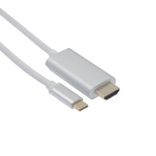 APM Cordon HDMI 4K/Type-C - Mâle/Mâle - Blanc - Plug Métal Gris 1,8