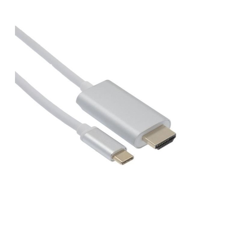 APM Cordon HDMI 4K/Type-C - Mâle/Mâle - Blanc - Plug Métal Gris 1,8m