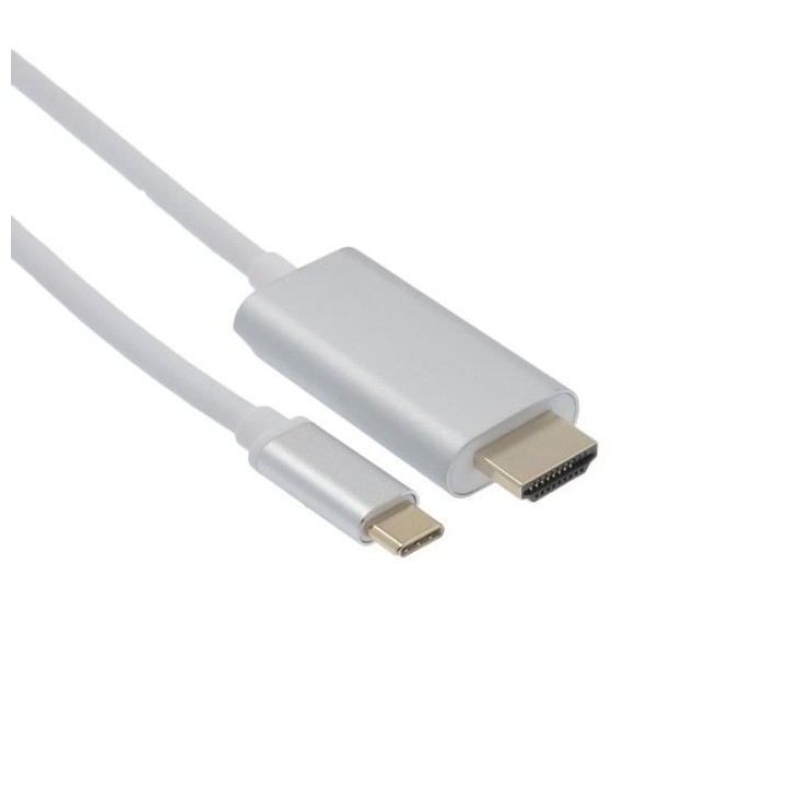APM Cordon HDMI 4K/Type-C - Mâle/Mâle - Blanc - Plug Métal Gris 1,8